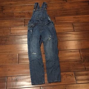 Girls size large (9-10) distressed denim overalls